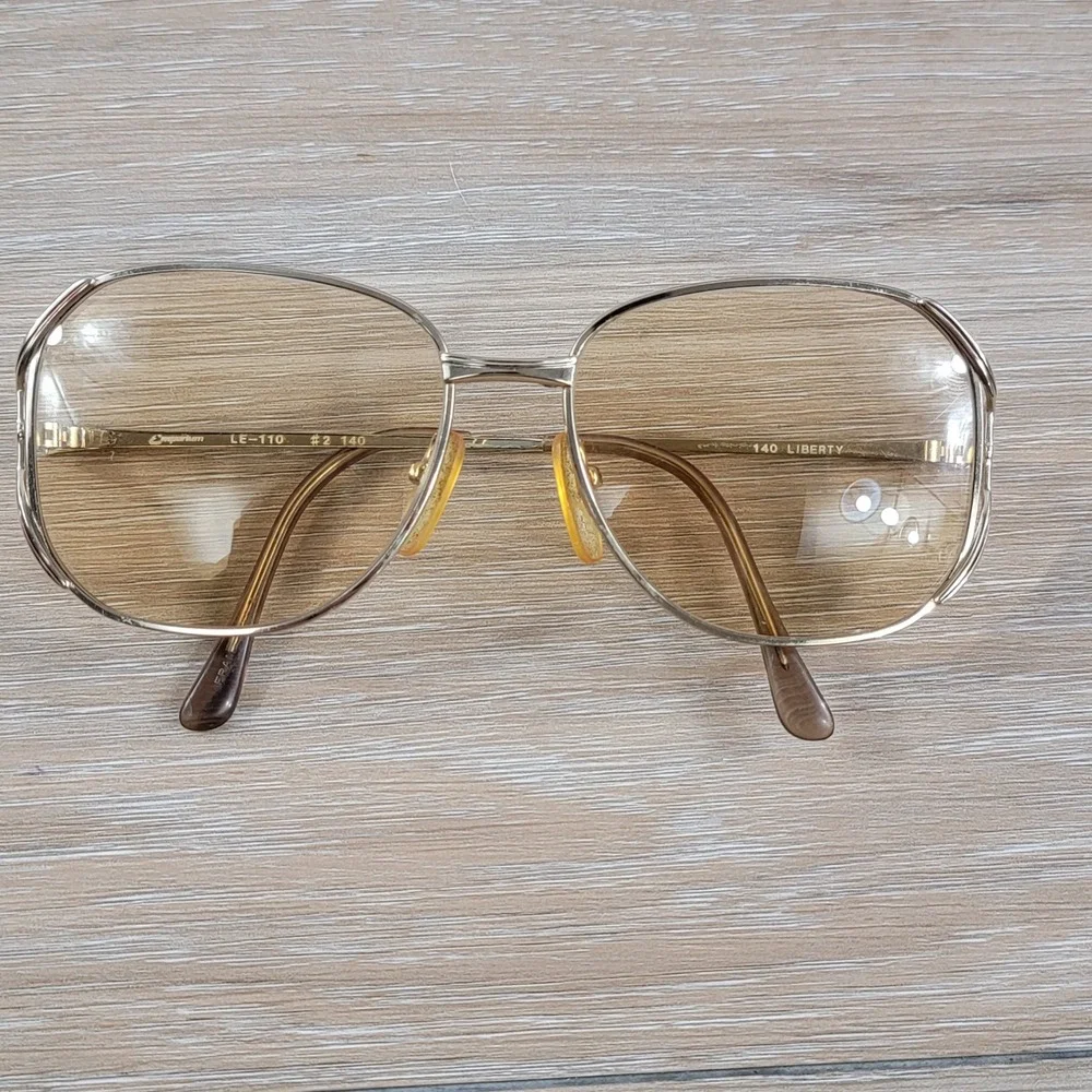 Emporium LE-110 #2 140 Liberty Vintage Gold Aviator Eyeglasses France 140mm VTG
